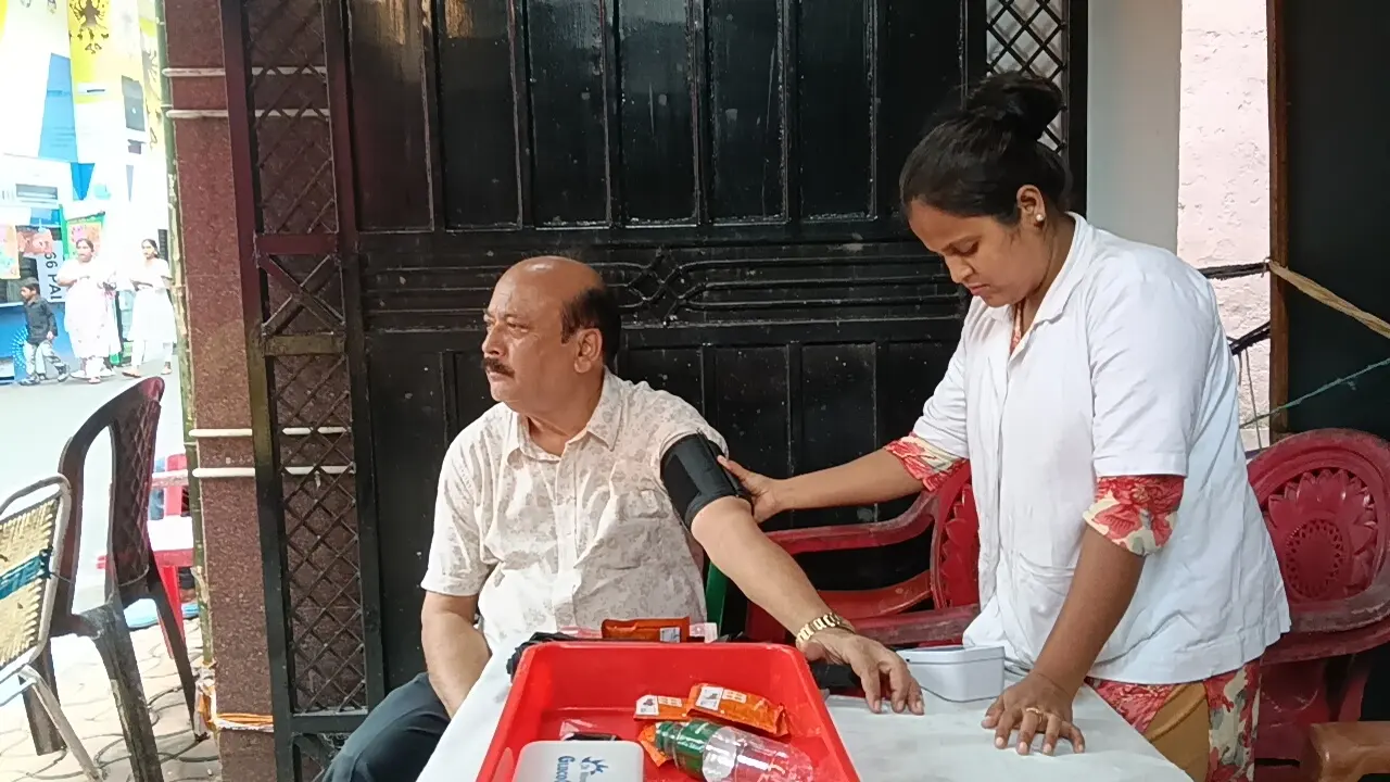 Blood-pressure check at the camp