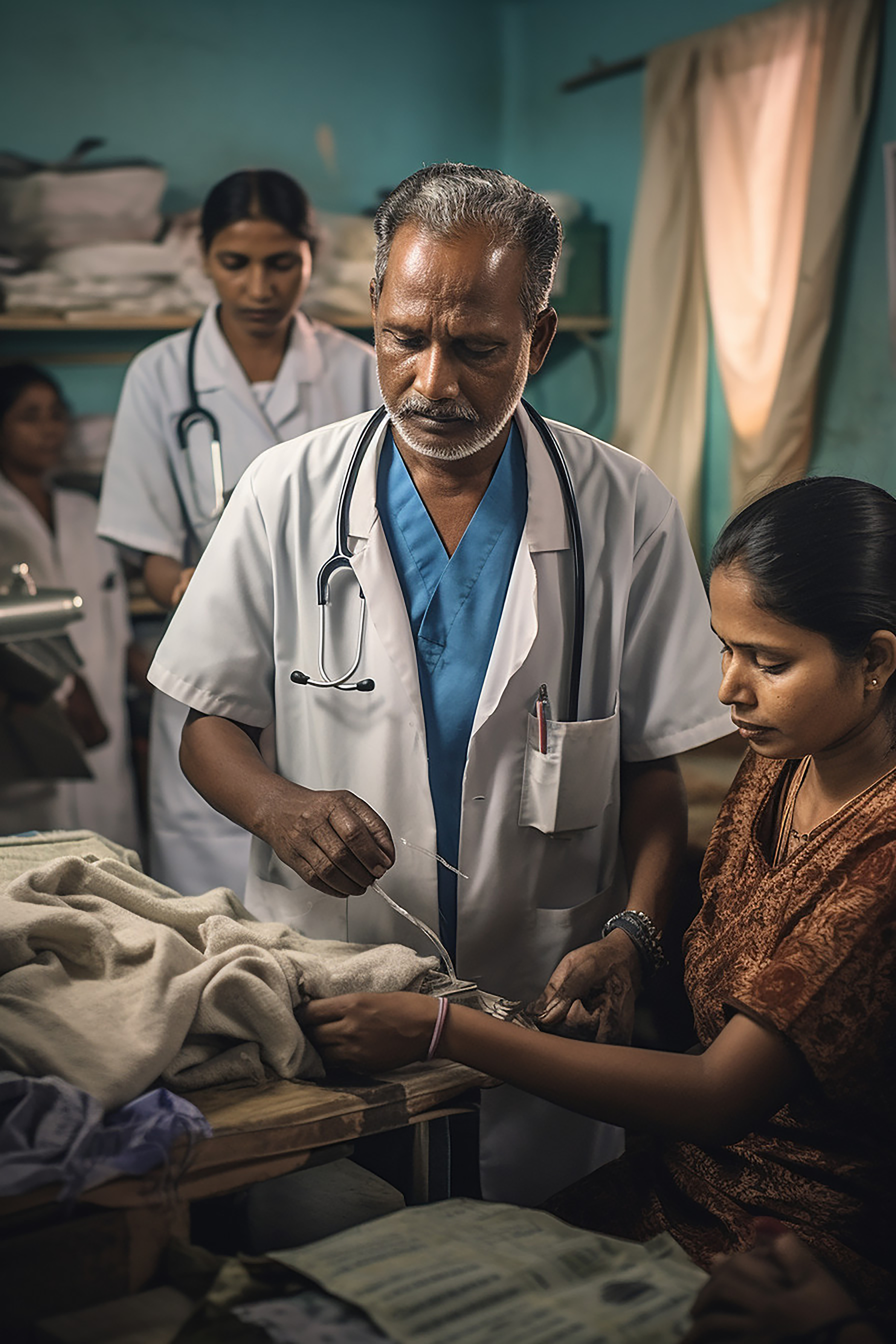 Medical team providing care at a clinic
