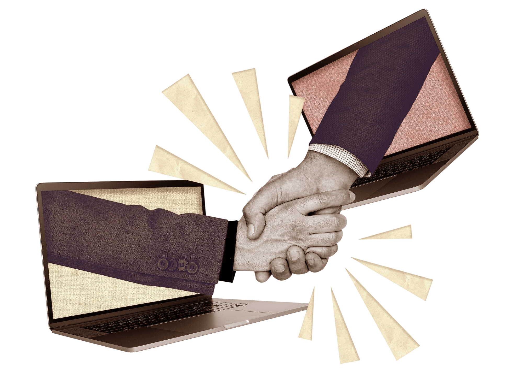Two hands coming together — business partnership and proposal